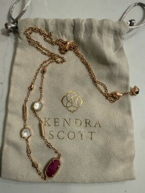 Kendra Scott Rose Gold Necklace with Pink and Mother-of-Pearl Stones